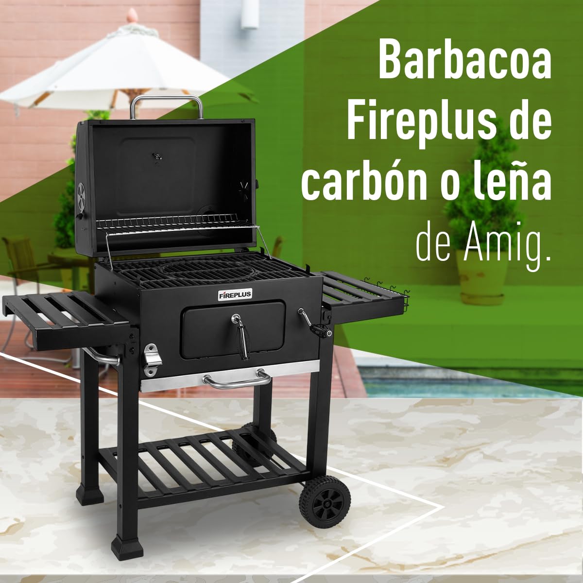 Amig Barbacoa de Carbón Portátil con Ruedas