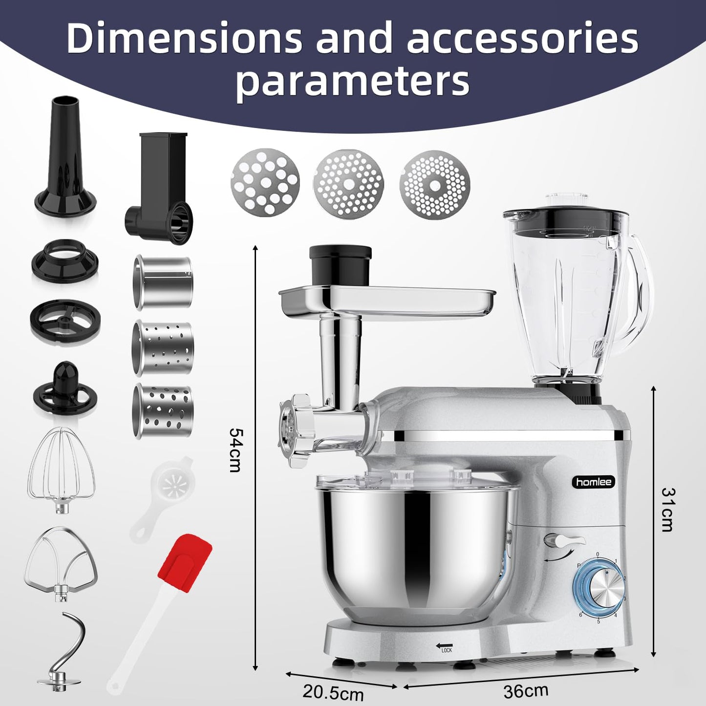 Homlee Robot de Cocina 3 en 1 Multifunción