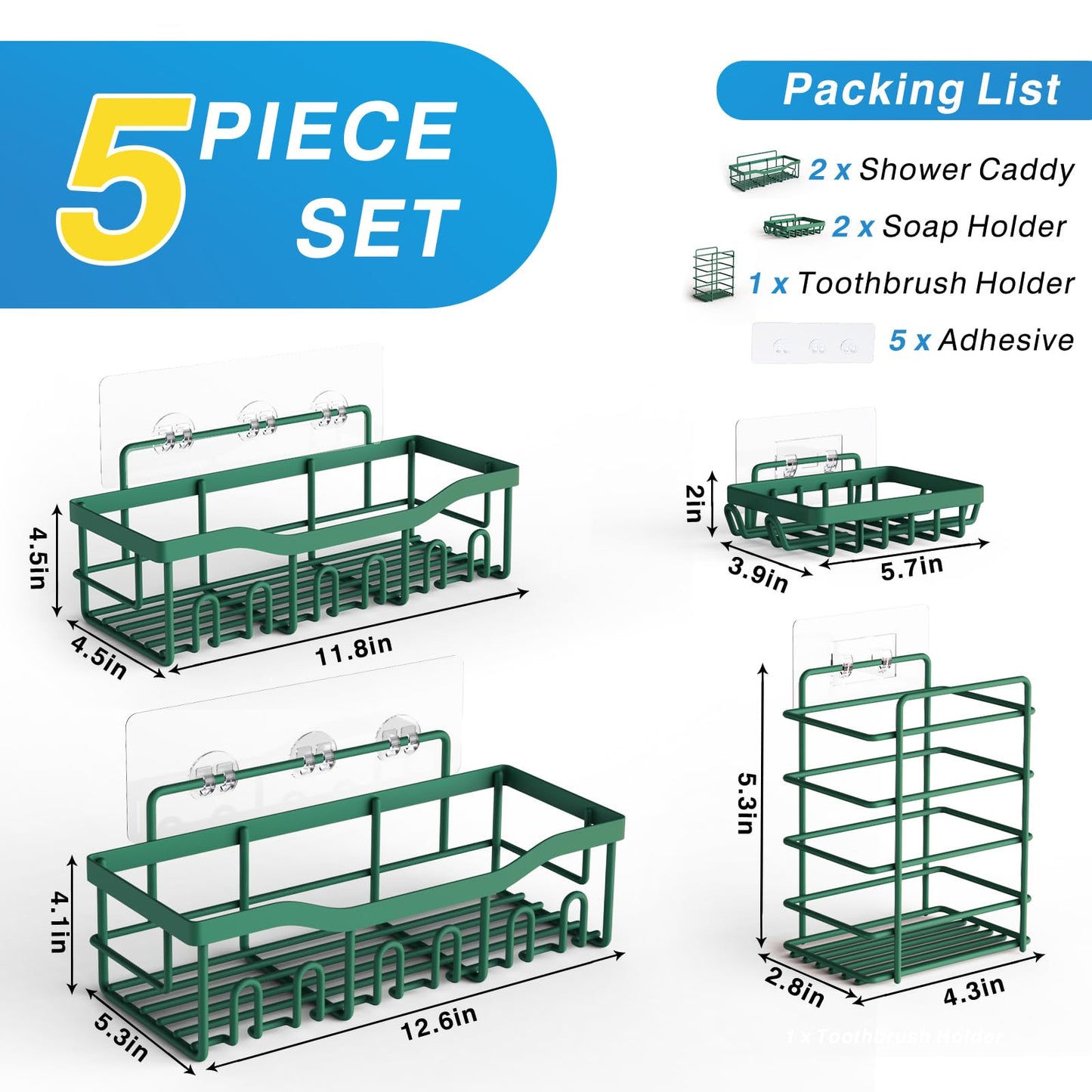 EUDELE Set de 5 Organizadores de Ducha
