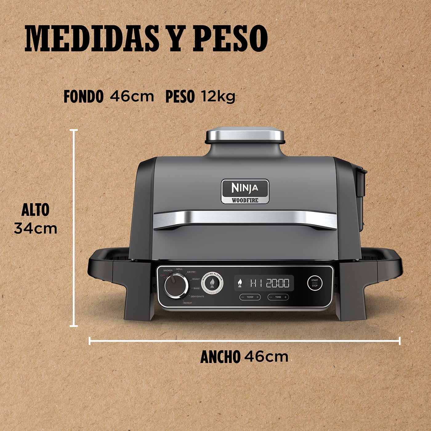 Ninja Woodfire Parrilla Eléctrica Exterior 7 en 1