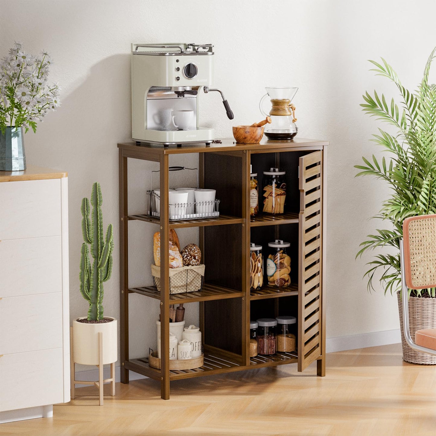 Armario de Baño de Bambú Color Nogal