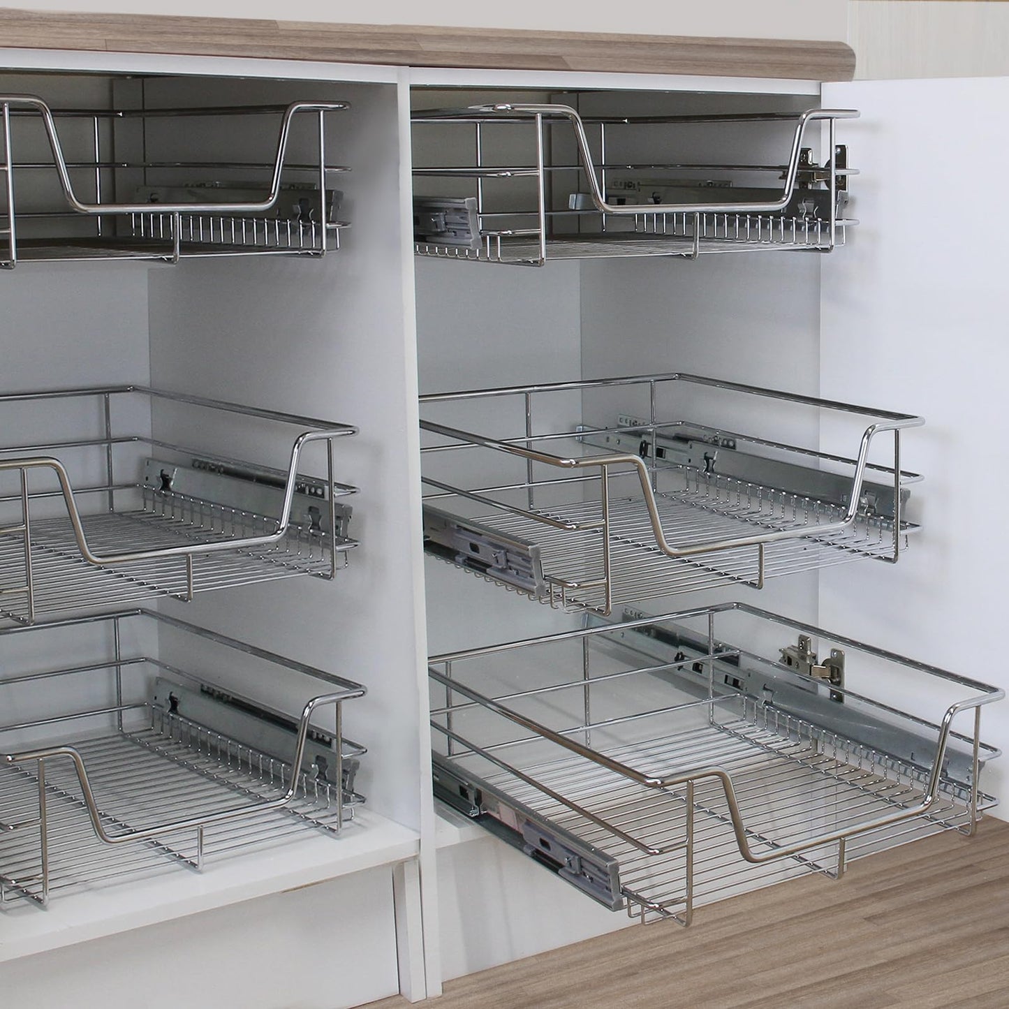 Kukoo Set de 6 Cestas Metálicas Extraíbles para Armarios de 50 cm