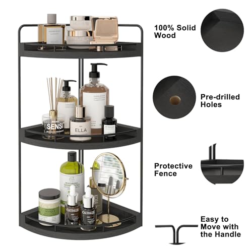 Organizador Esquinero de 3 Niveles en Madera Negra