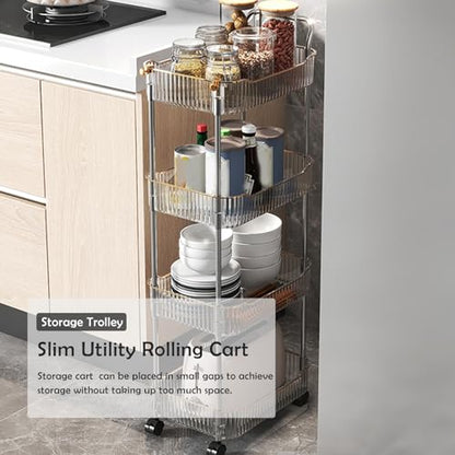 Carrito de Almacenamiento Acrílico Transparente con Ruedas