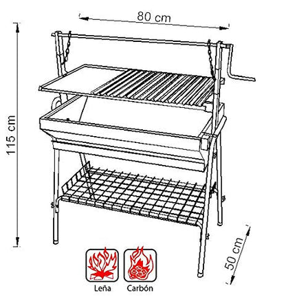 Imex El Zorro 71764 - Barbacoa con Parrilla-Plancha y Elevador