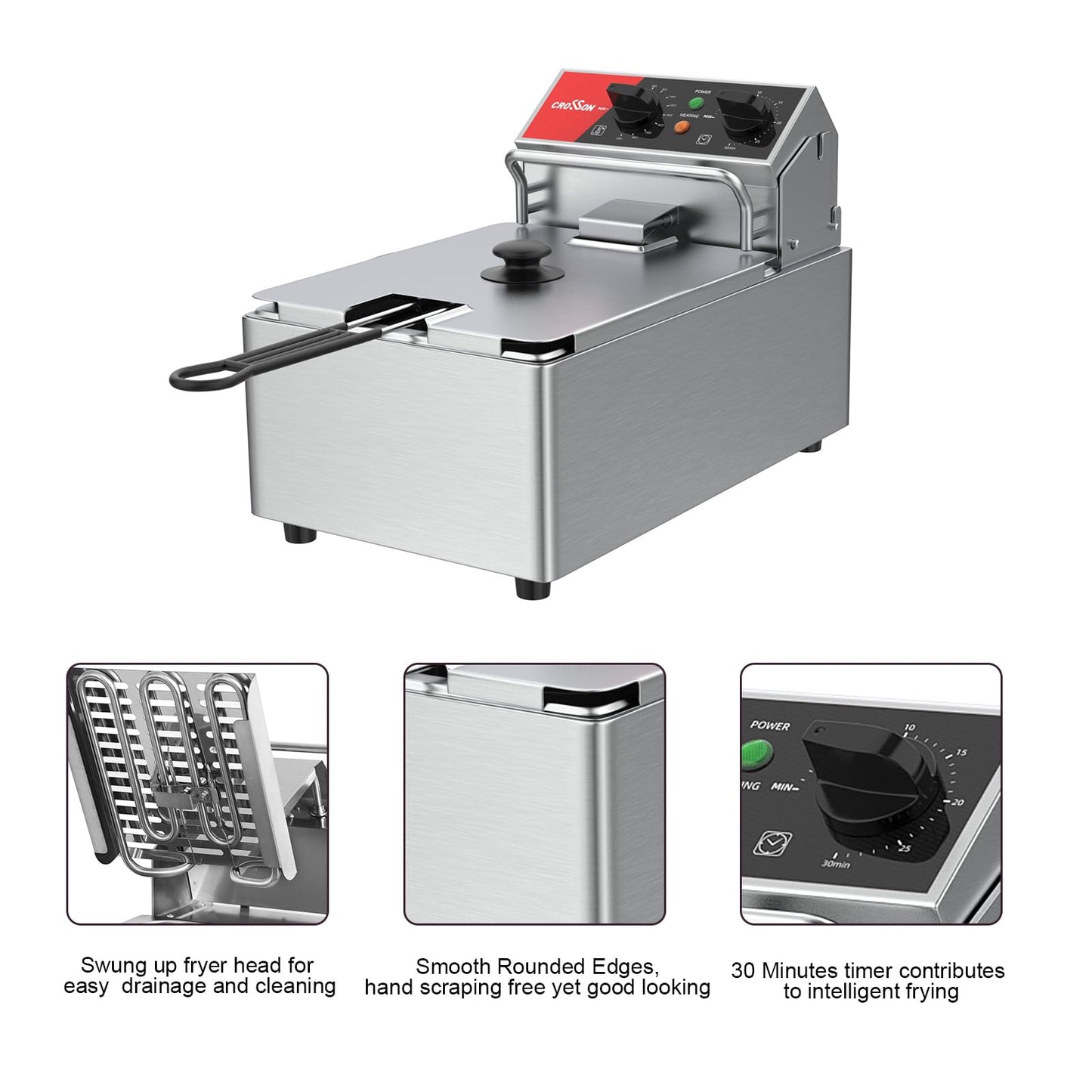 Freidora Eléctrica de Sobremesa CROSSON 6L