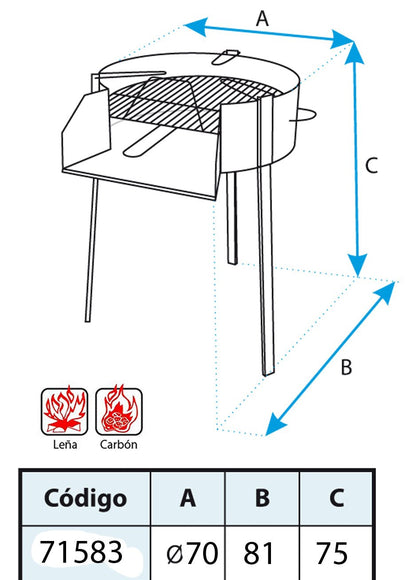 Imex El Zorro 71583 Barbacoa Redonda con Soporte para Paella