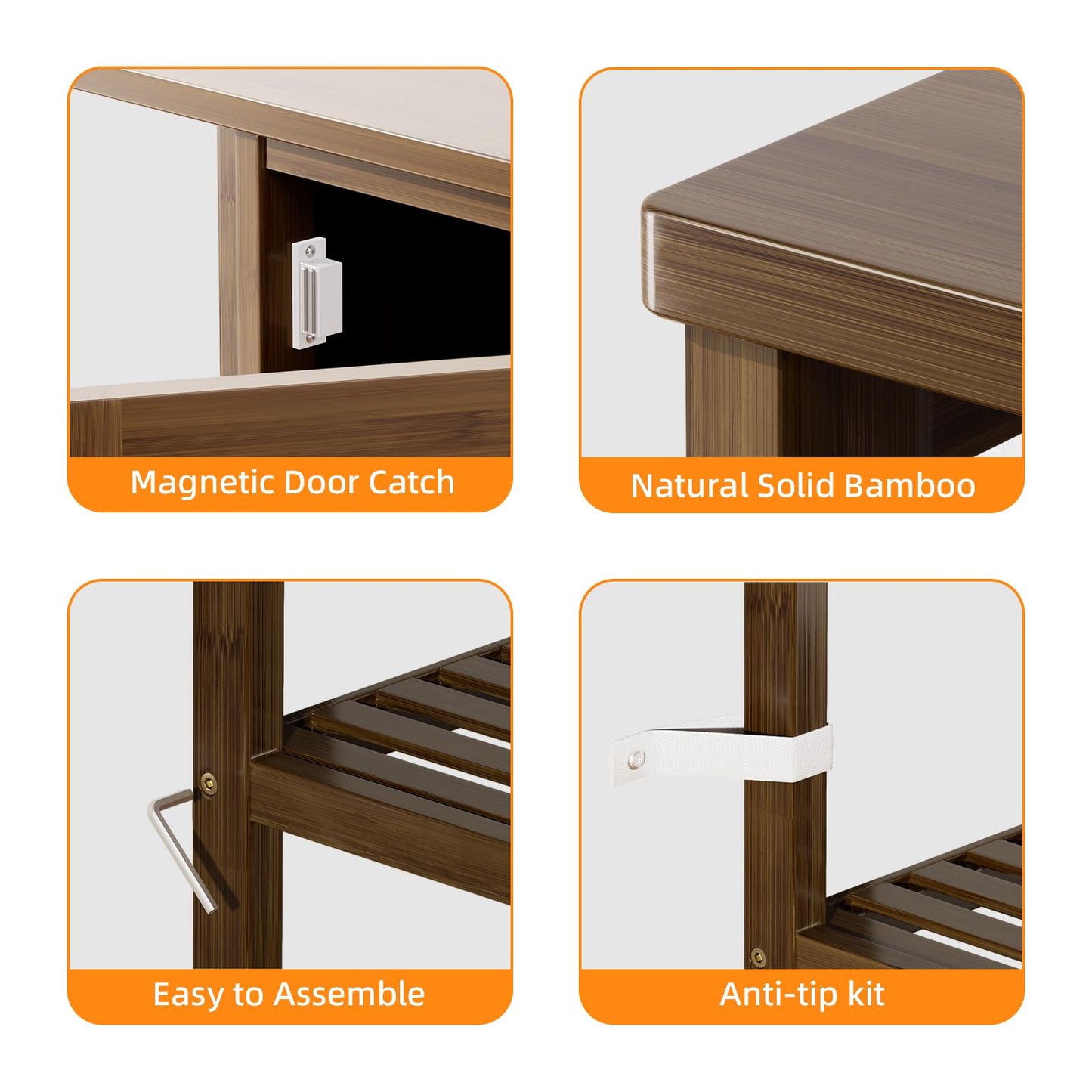 Armario de Baño de Bambú Color Nogal