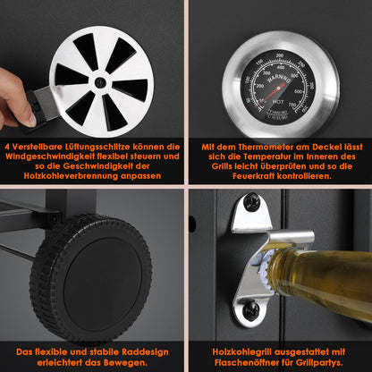 TLSUNNY Barbacoa de Carbón XXL