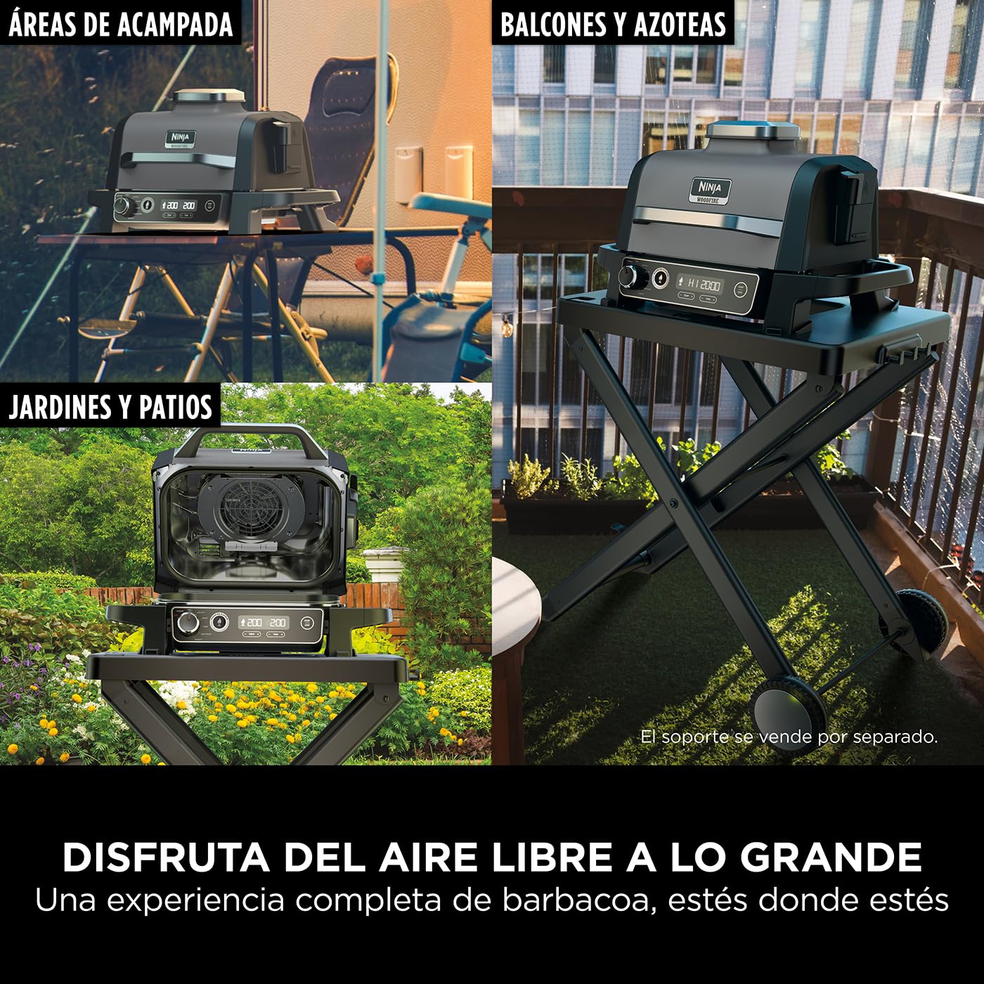 Ninja Woodfire Parrilla Eléctrica Exterior 7 en 1