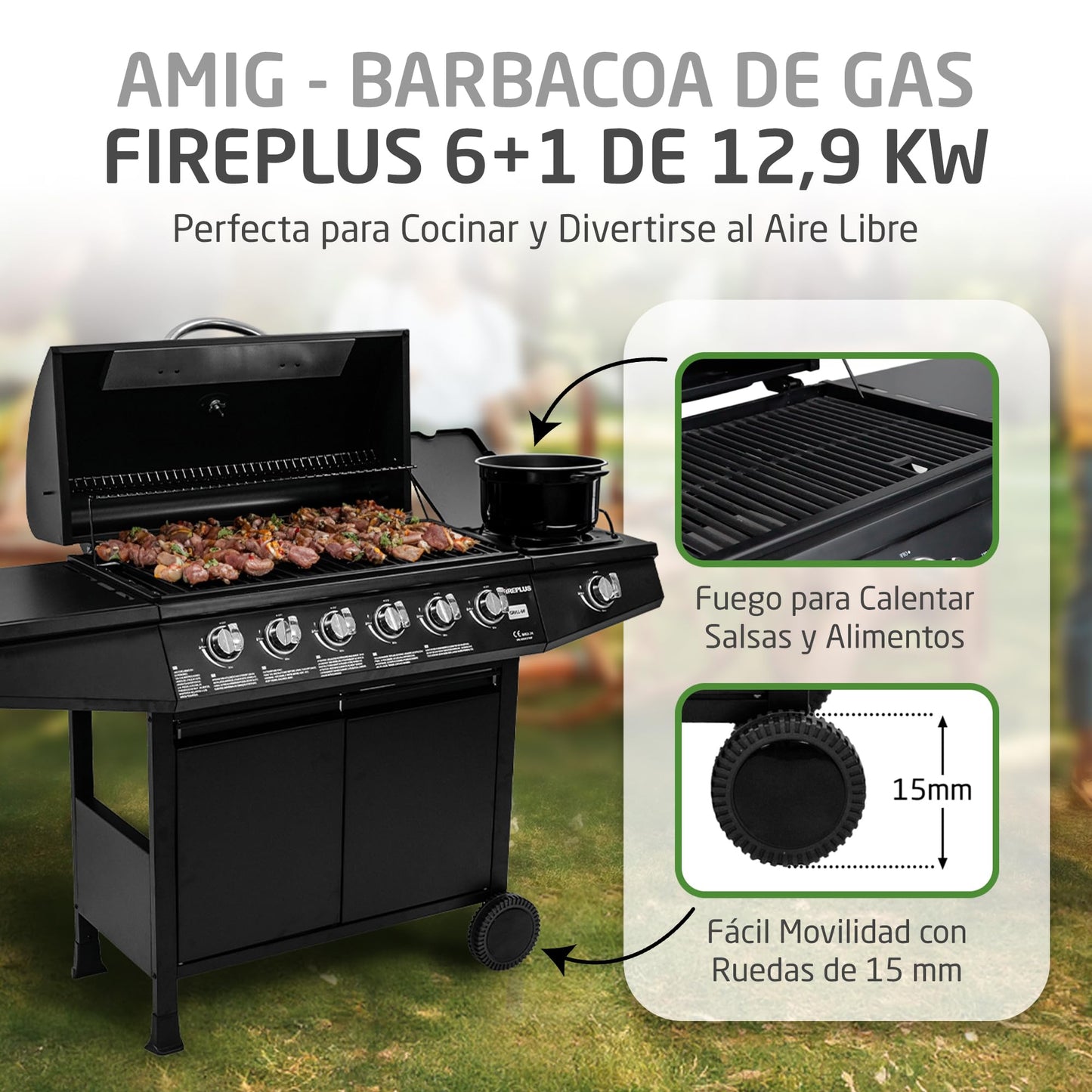 Amig Barbacoa de Gas Fireplus 6+1 XXL
