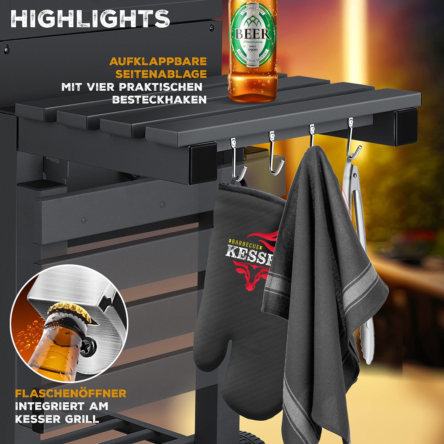 KESSER® Parrilla de Carbón con Carrito